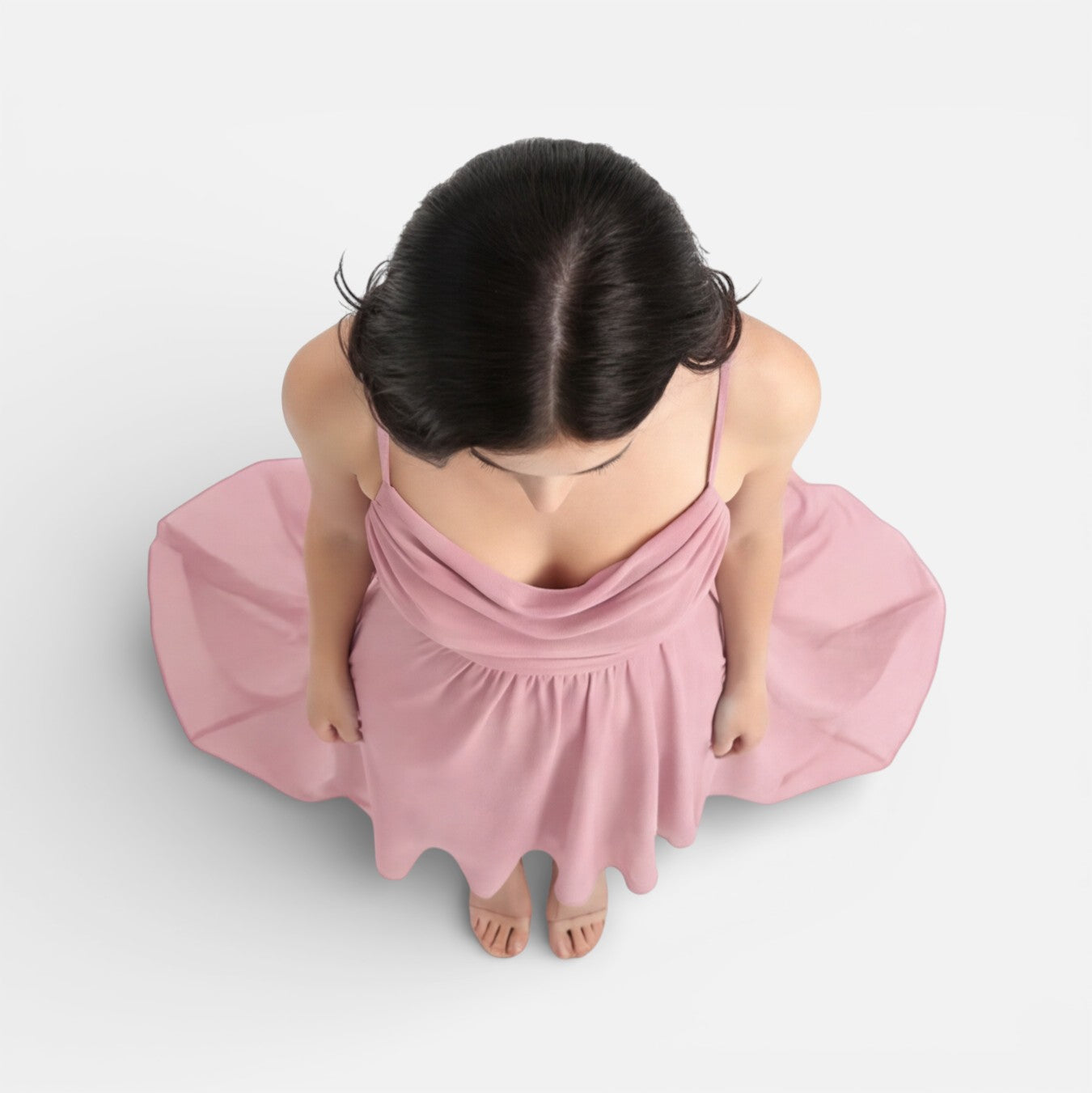 Felorro | Pink Bridesmaid Dress Chiffon Cowl Neck High Low Wedding