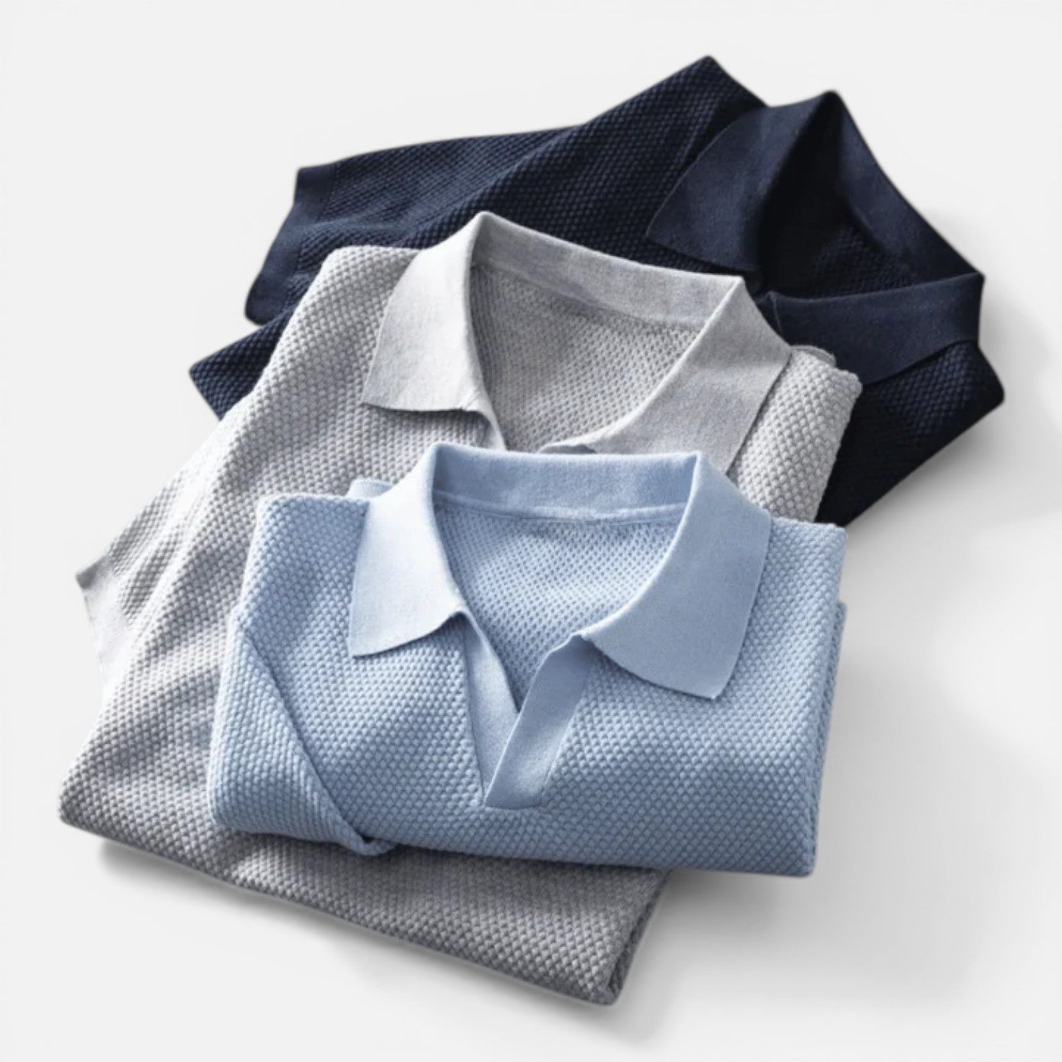 Felorro | Men’s Knitted Polo Shirt Cotton Breathable Slim Fit Classic