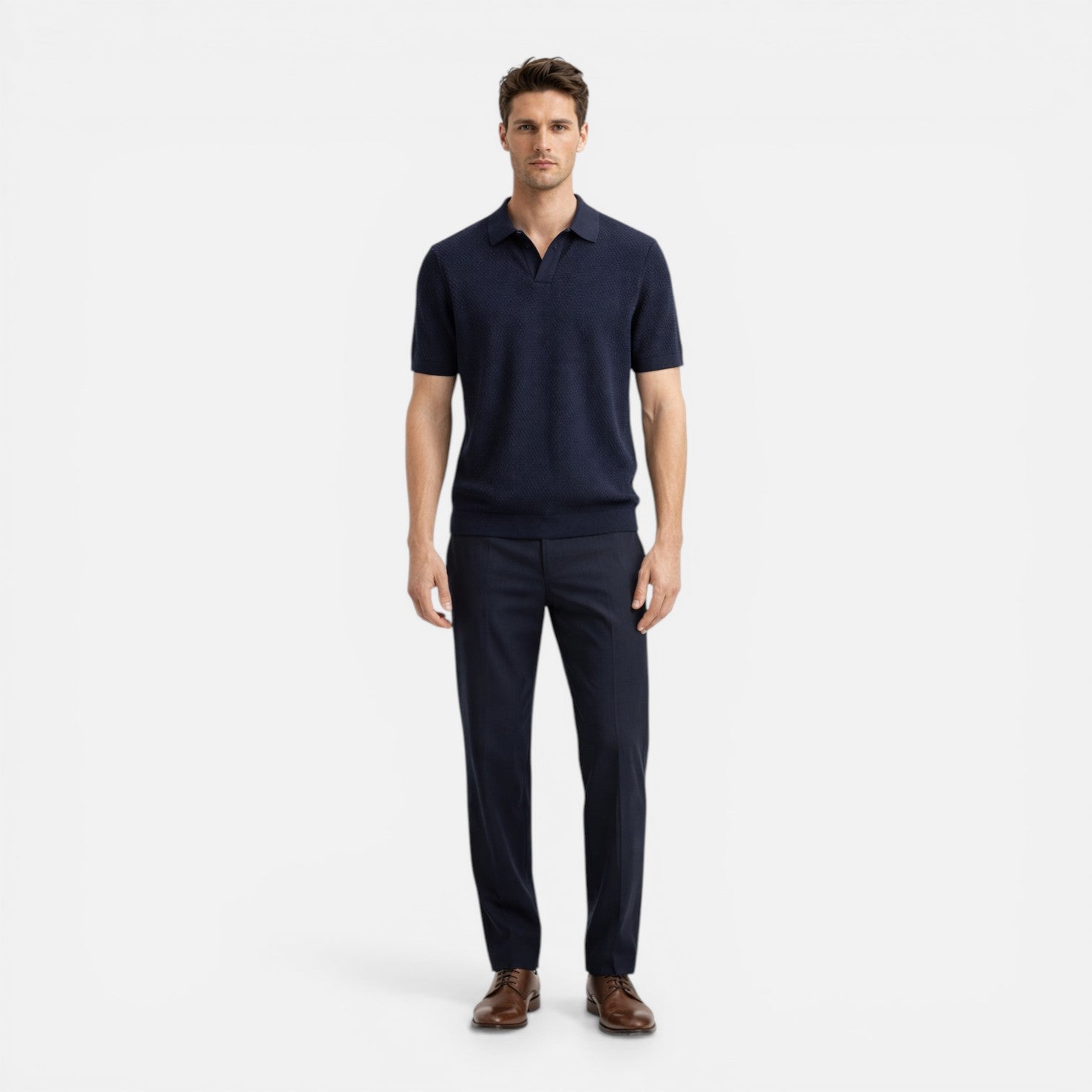 Felorro | Men’s Knitted Polo Shirt Cotton Breathable Slim Fit Classic