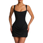 Women's Square Neck Ruched Mini Dress