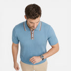 Felorro | Men’s Ribbed Cotton Polo Shirt Lightweight Comfort Classic Fit