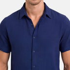 Felorro | Men’s Linen Cotton Blend Shirt – Short Sleeve Breathable Summer Fit