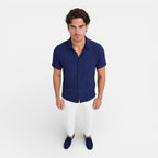Felorro | Men’s Linen Cotton Blend Shirt – Short Sleeve Breathable Summer Fit