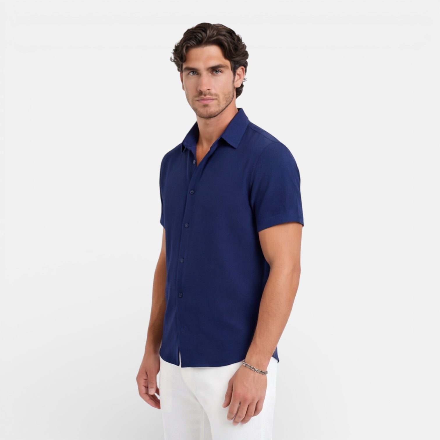 Felorro | Men’s Linen Cotton Blend Shirt – Short Sleeve Breathable Summer Fit