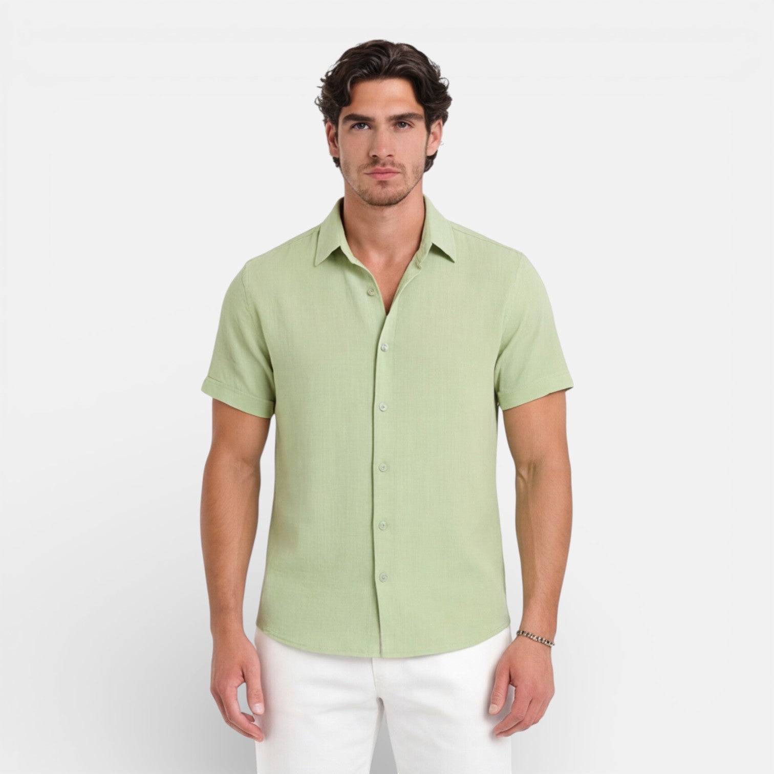 Felorro | Men’s Linen Cotton Blend Shirt – Short Sleeve Breathable Summer Fit