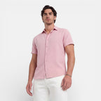 Felorro | Men’s Linen Cotton Blend Shirt – Short Sleeve Breathable Summer Fit