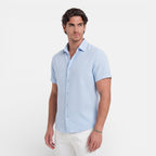 Felorro | Men’s Linen Cotton Blend Shirt – Short Sleeve Breathable Summer Fit
