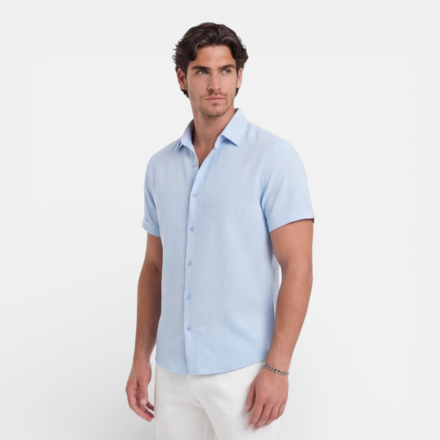 Felorro | Men’s Linen Cotton Blend Shirt – Short Sleeve Breathable Summer Fit