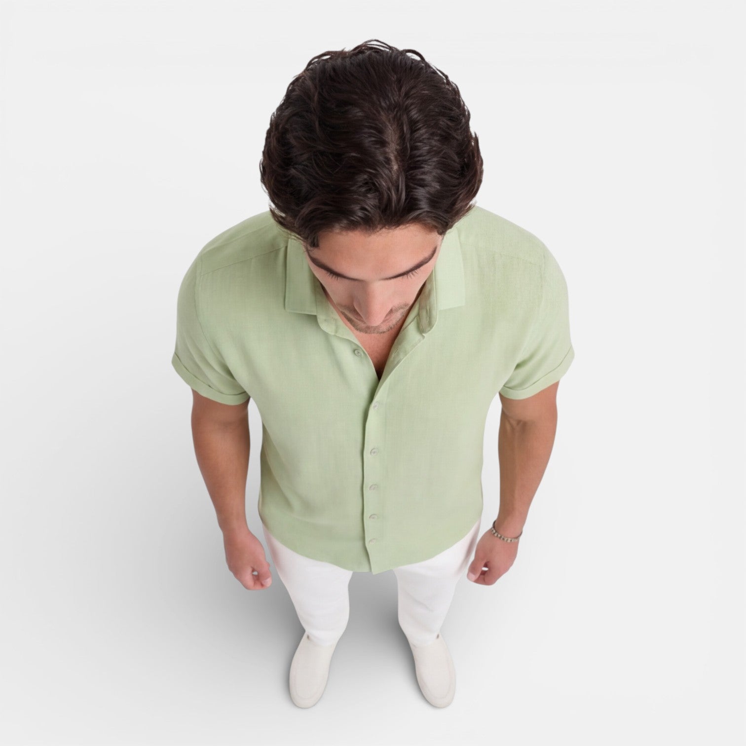 Felorro | Men’s Linen Cotton Blend Shirt – Short Sleeve Breathable Summer Fit
