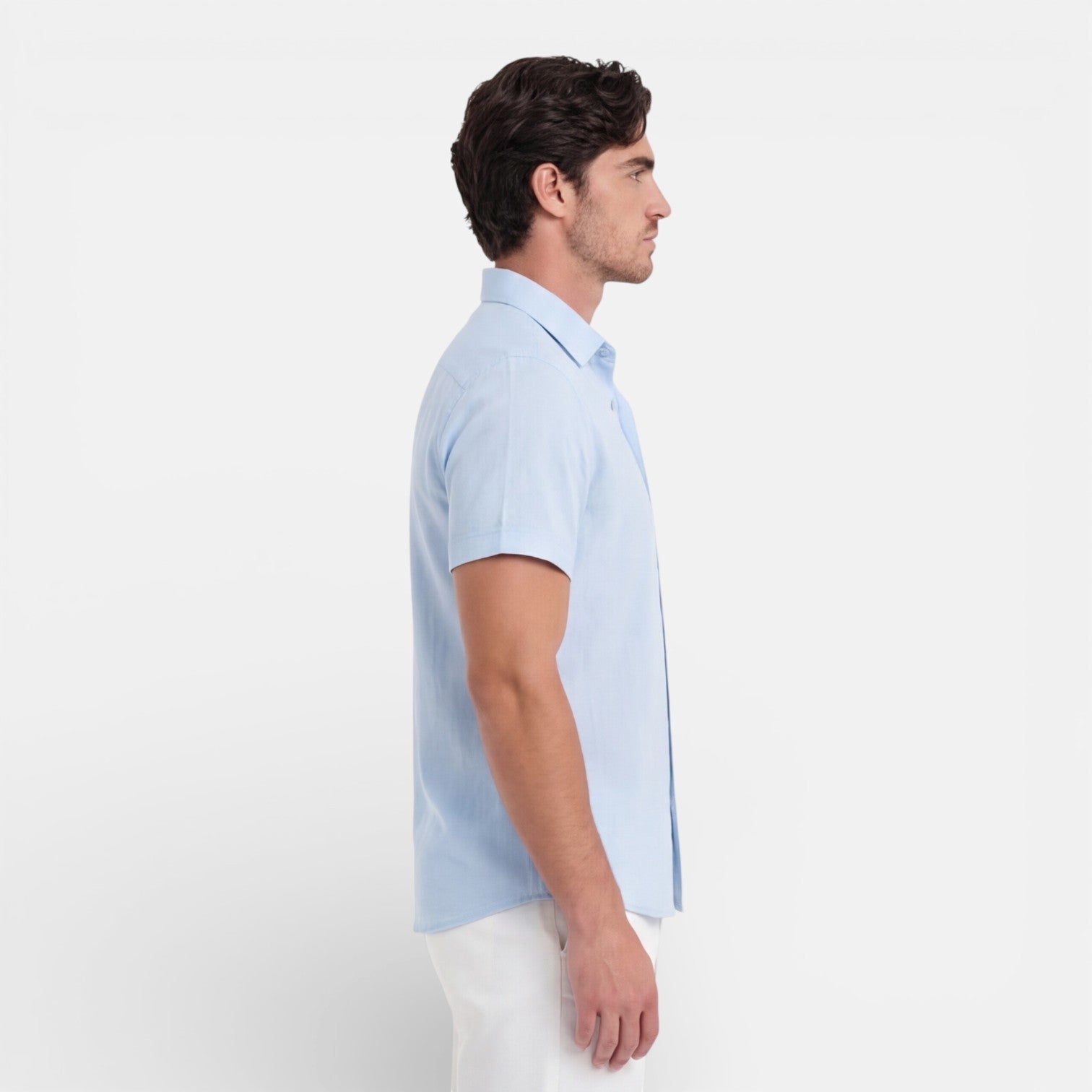 Felorro | Men’s Linen Cotton Blend Shirt – Short Sleeve Breathable Summer Fit