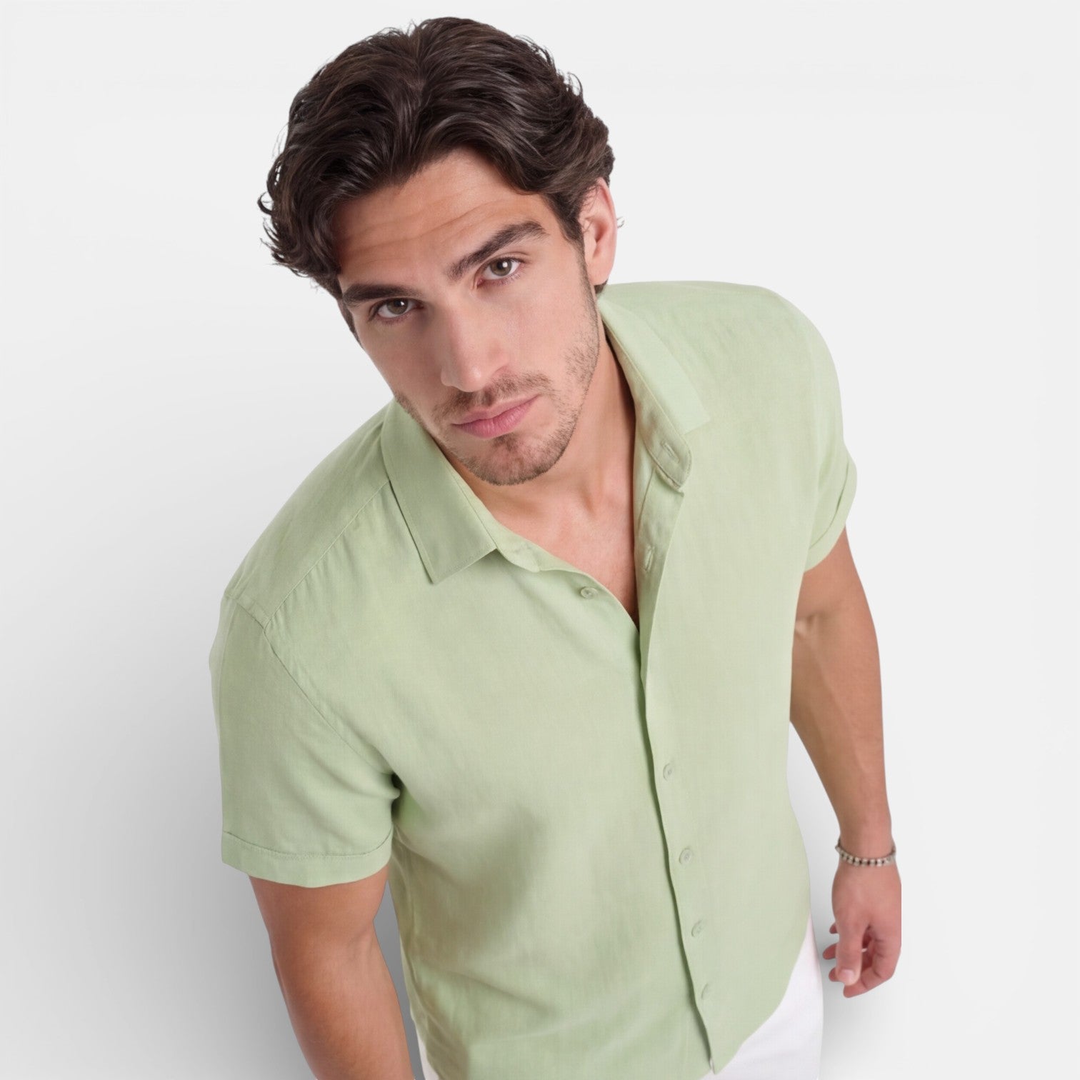 Felorro | Men’s Linen Cotton Blend Shirt – Short Sleeve Breathable Summer Fit