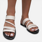 Felorro | Women’s Leather Strap Sandals Flat Summer Comfort Slides