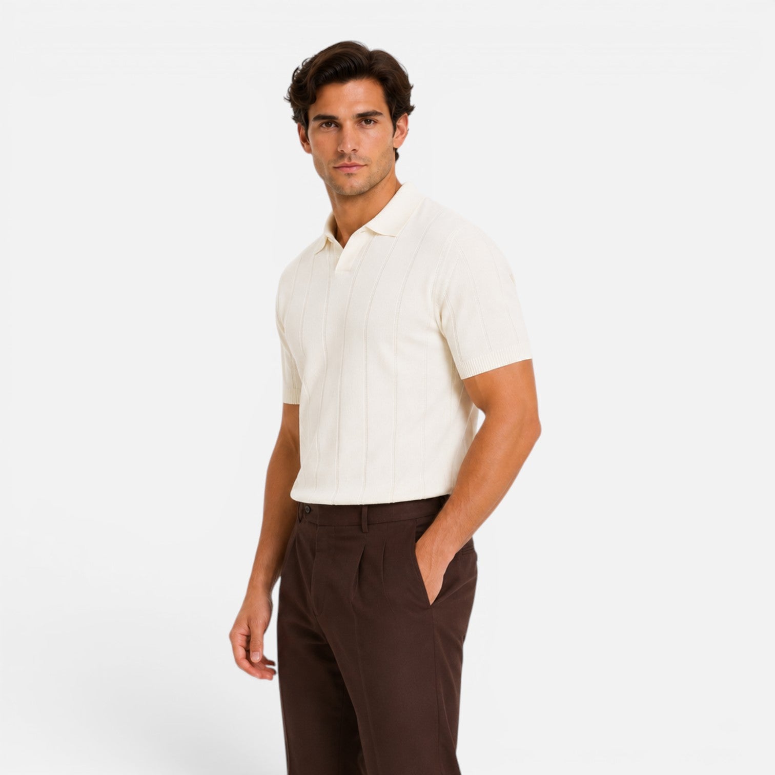 Felorro | Men’s Knitted Polo Shirt Lightweight Breathable Slim Fit Summer