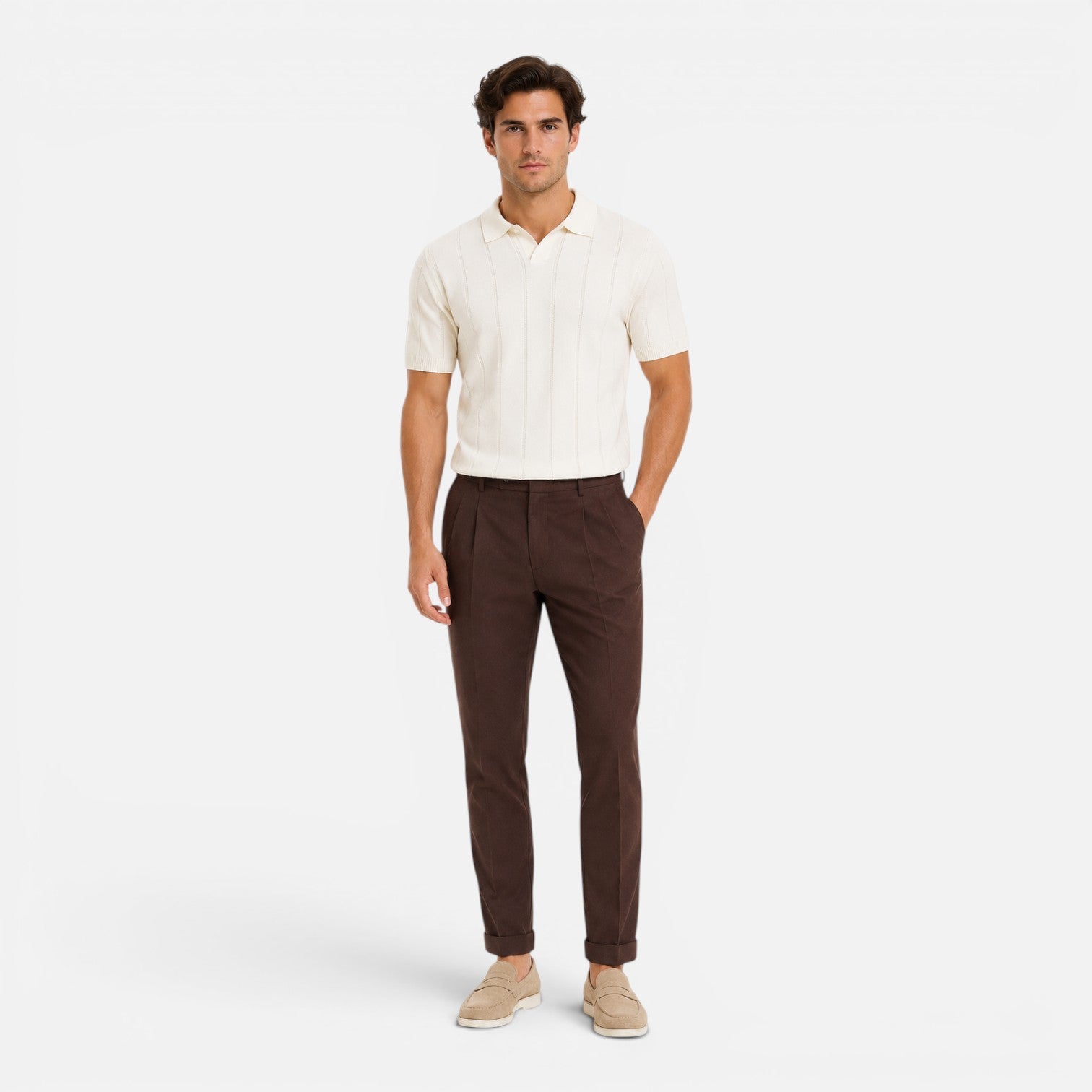 Felorro | Men’s Knitted Polo Shirt Lightweight Breathable Slim Fit Summer
