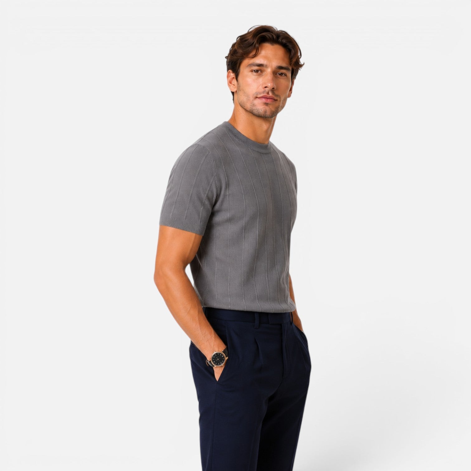 Felorro | Men’s Knitted T-Shirt Lightweight Comfort Slim Fit Summer