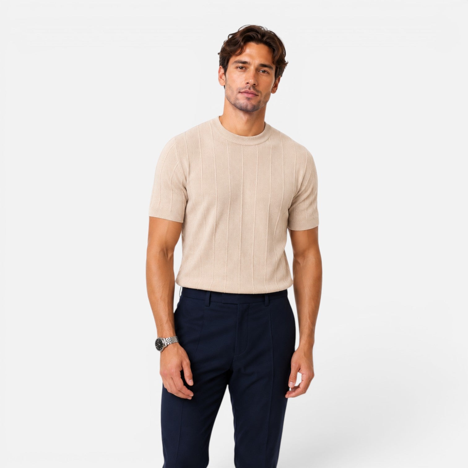Felorro | Men’s Knitted T-Shirt Lightweight Comfort Slim Fit Summer
