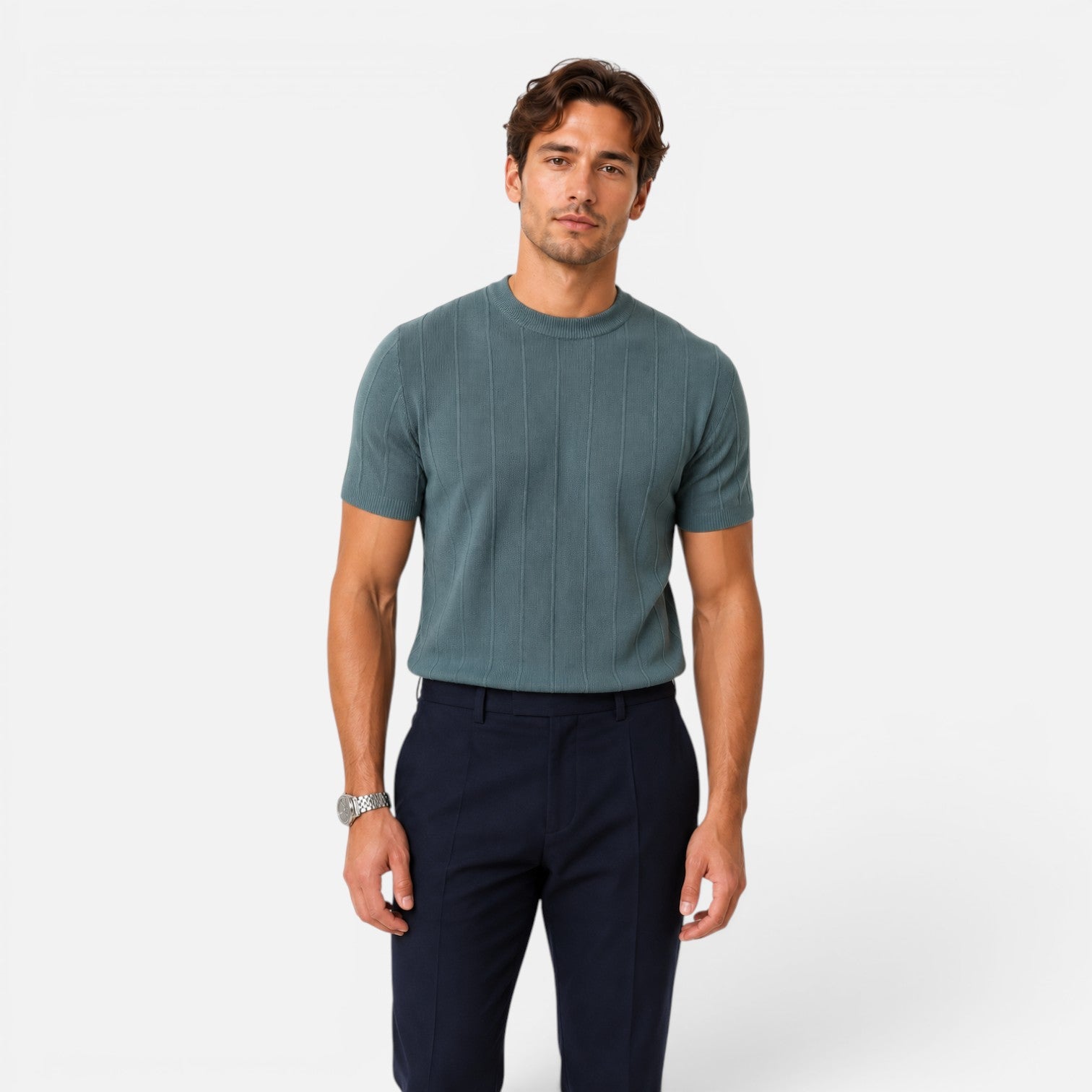 Felorro | Men’s Knitted T-Shirt Lightweight Comfort Slim Fit Summer