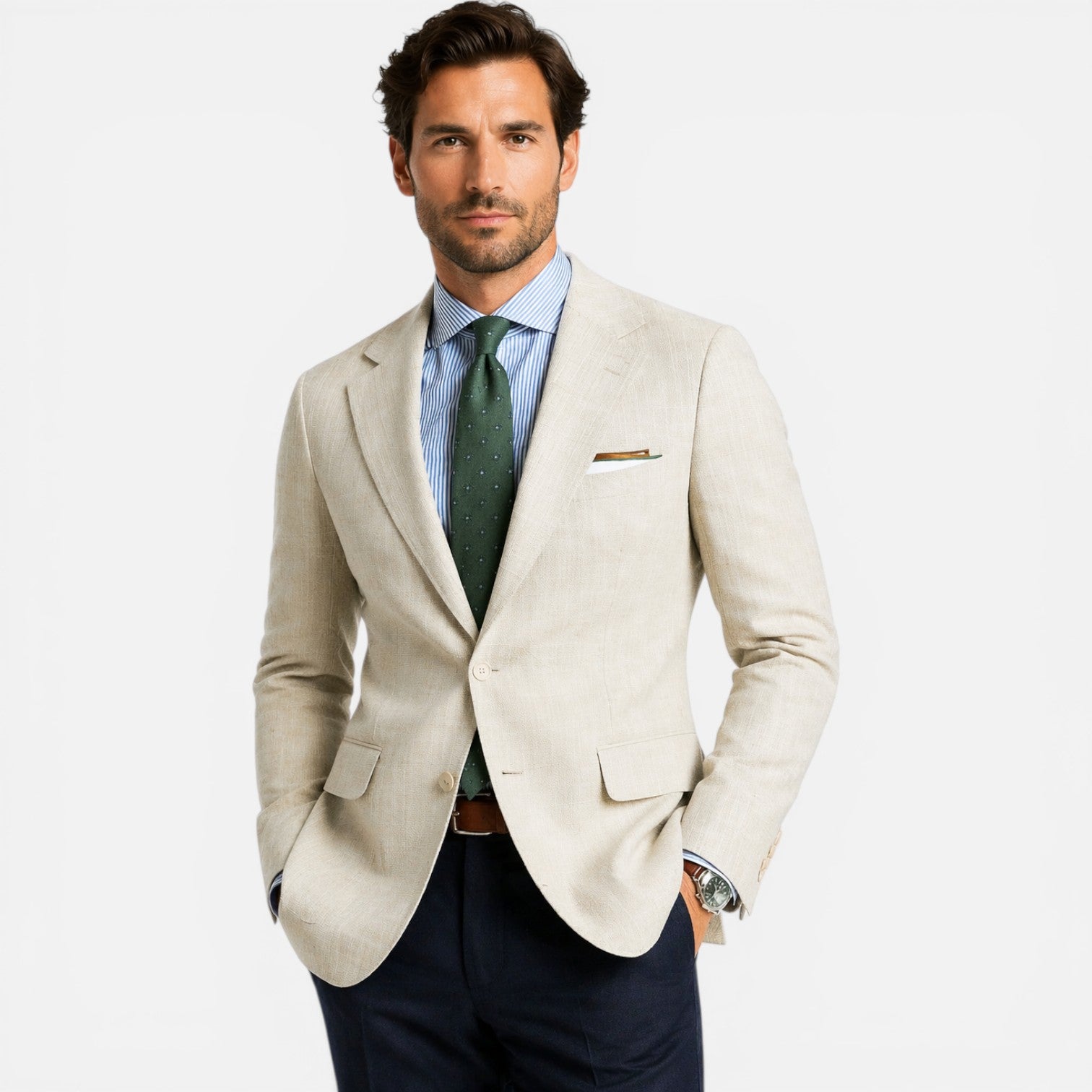 Felorro | Men’s Slim Fit Linen Blazer Tailored Smart Casual Summer Jacket