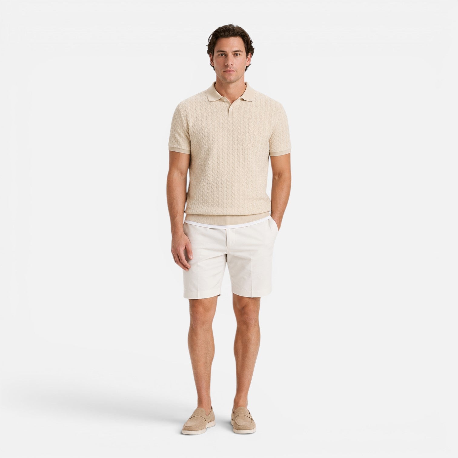 Felorro | Men’s Knit Polo Shirt Textured Breathable Regular Fit