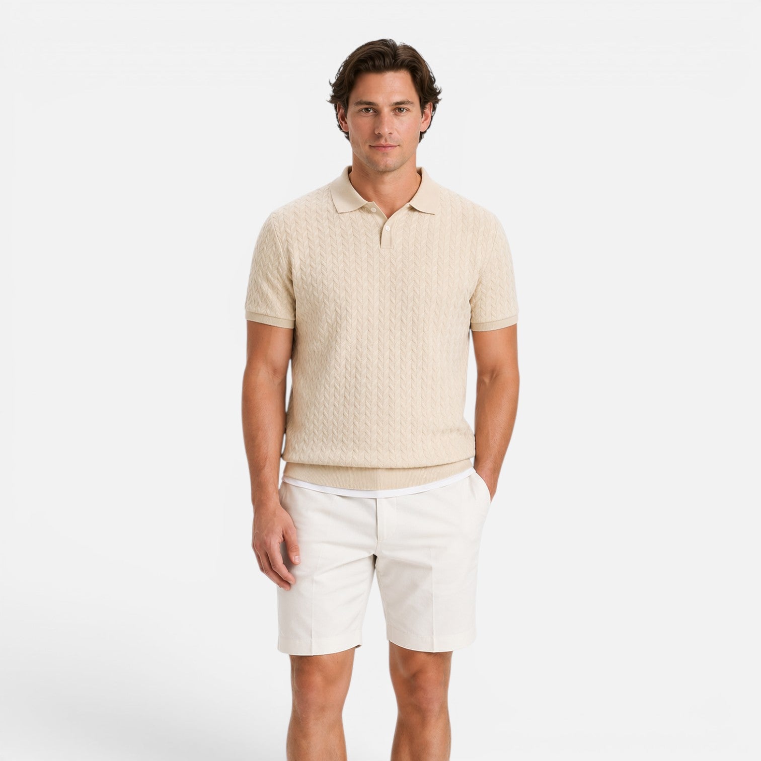 Felorro | Men’s Knit Polo Shirt Textured Breathable Regular Fit
