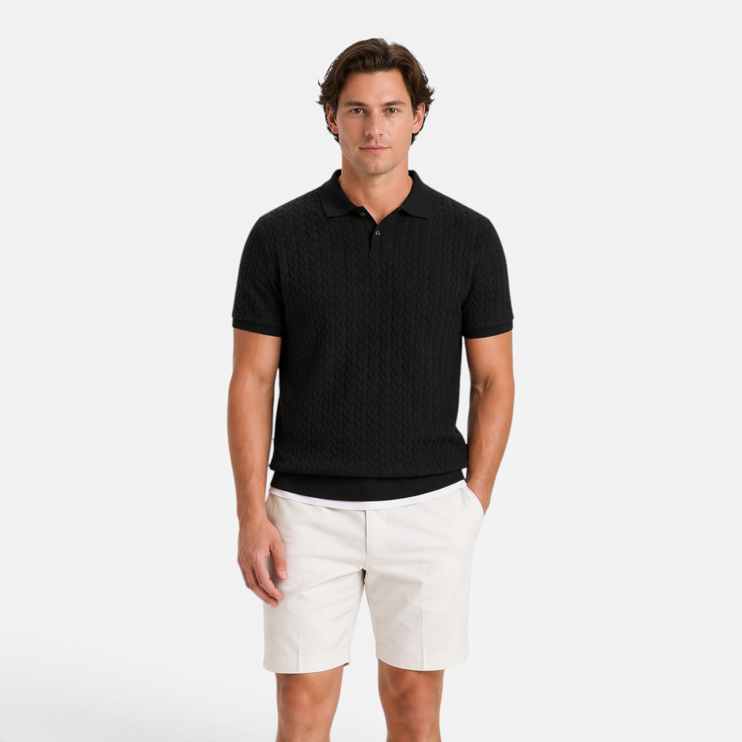 Felorro | Men’s Knit Polo Shirt Textured Breathable Regular Fit