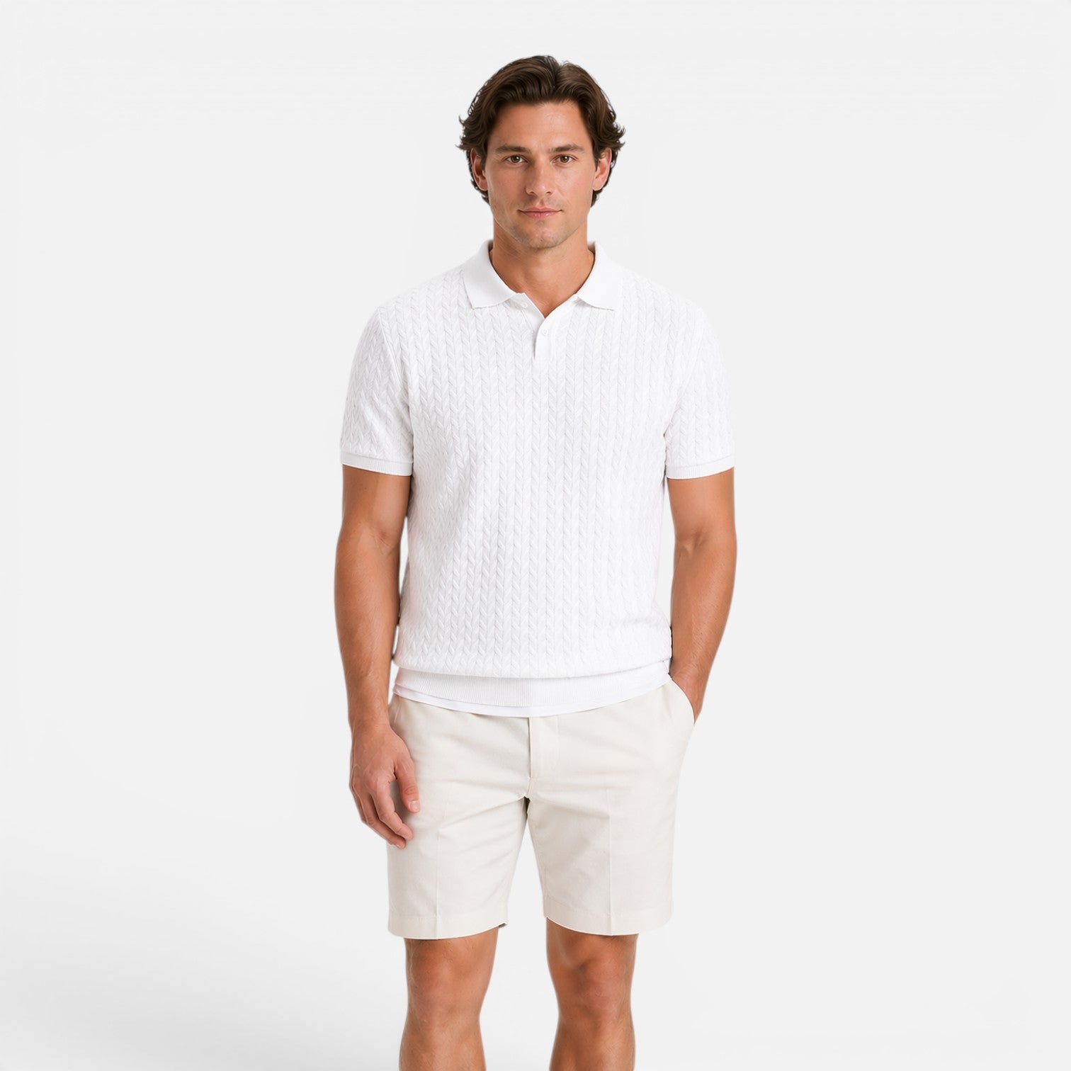 Felorro | Men’s Knit Polo Shirt Textured Breathable Regular Fit