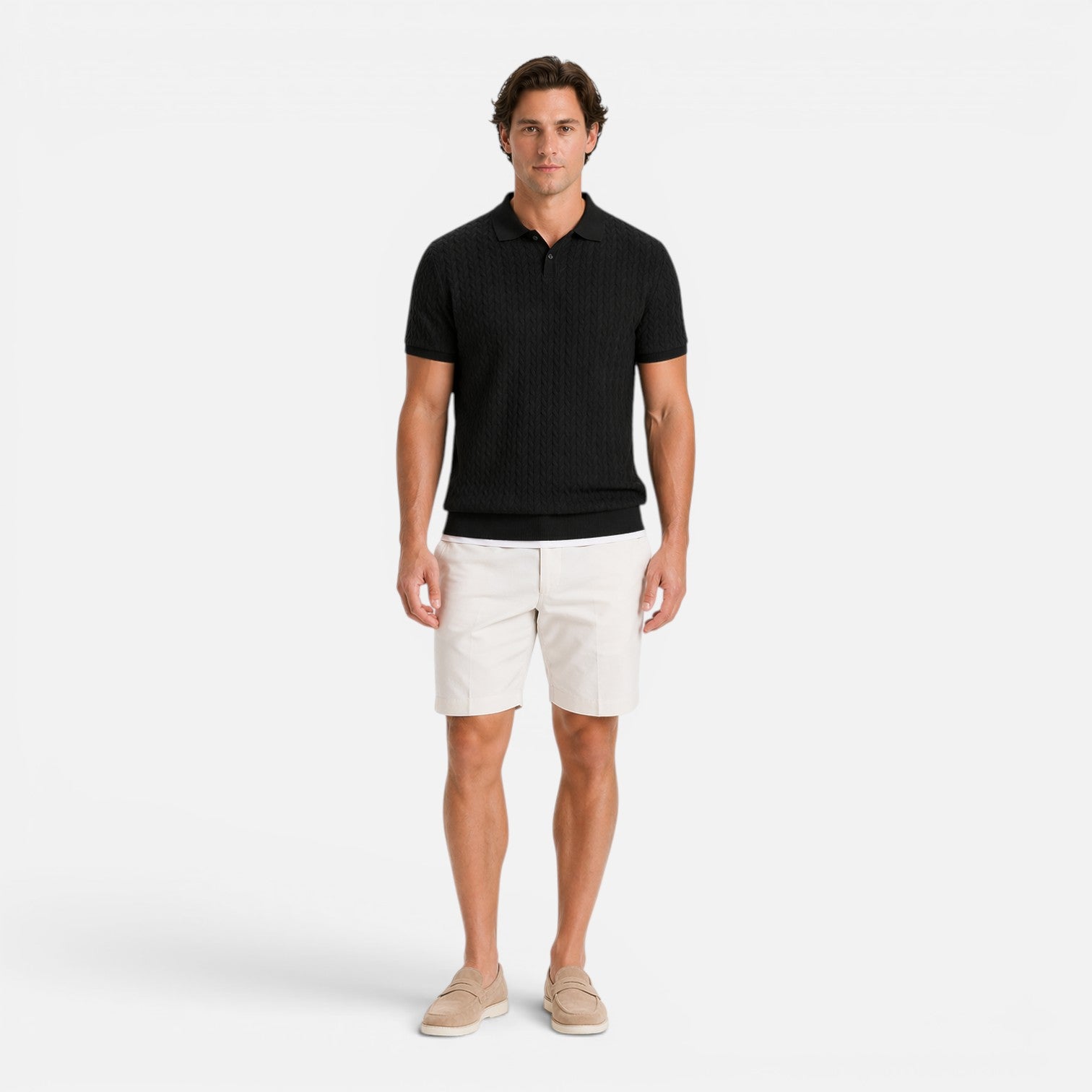 Felorro | Men’s Knit Polo Shirt Textured Breathable Regular Fit