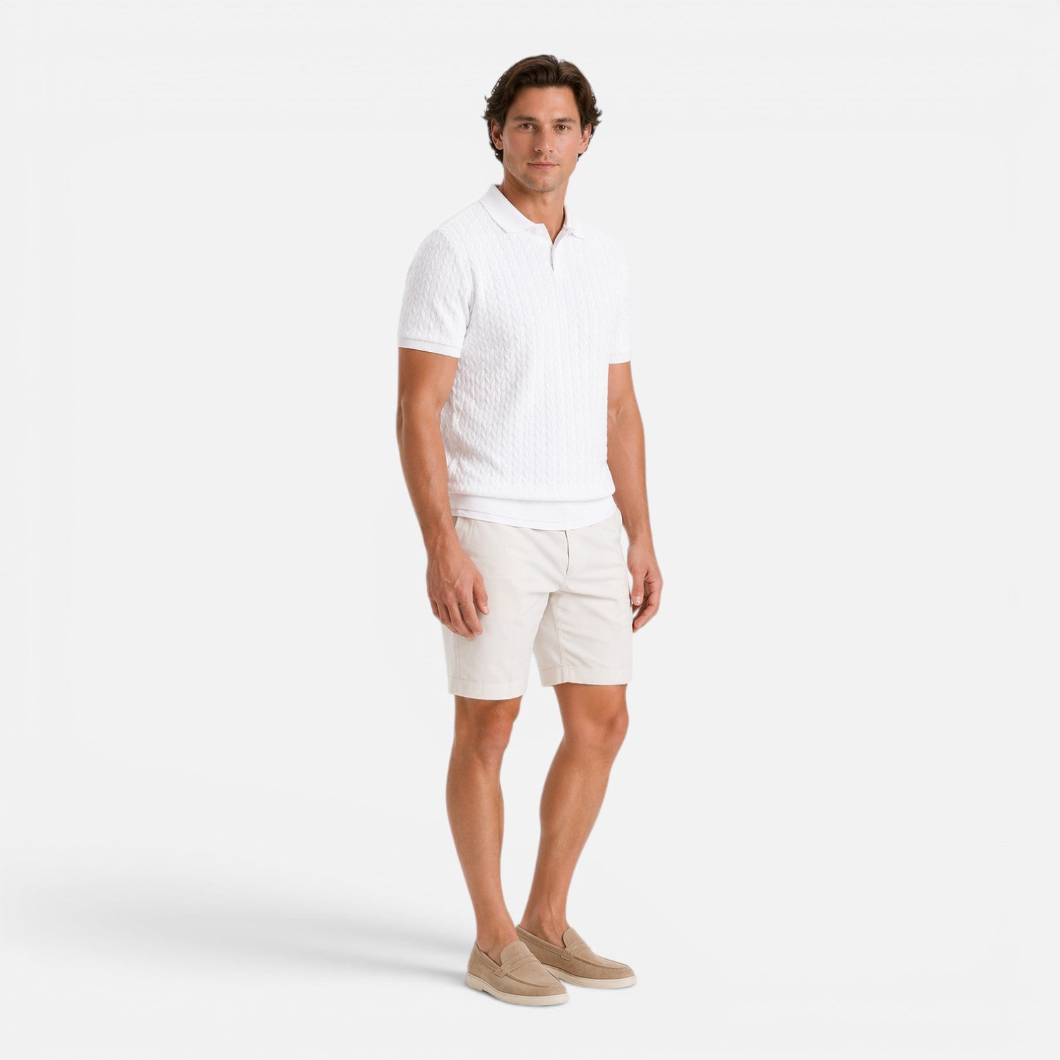 Felorro | Men’s Knit Polo Shirt Textured Breathable Regular Fit