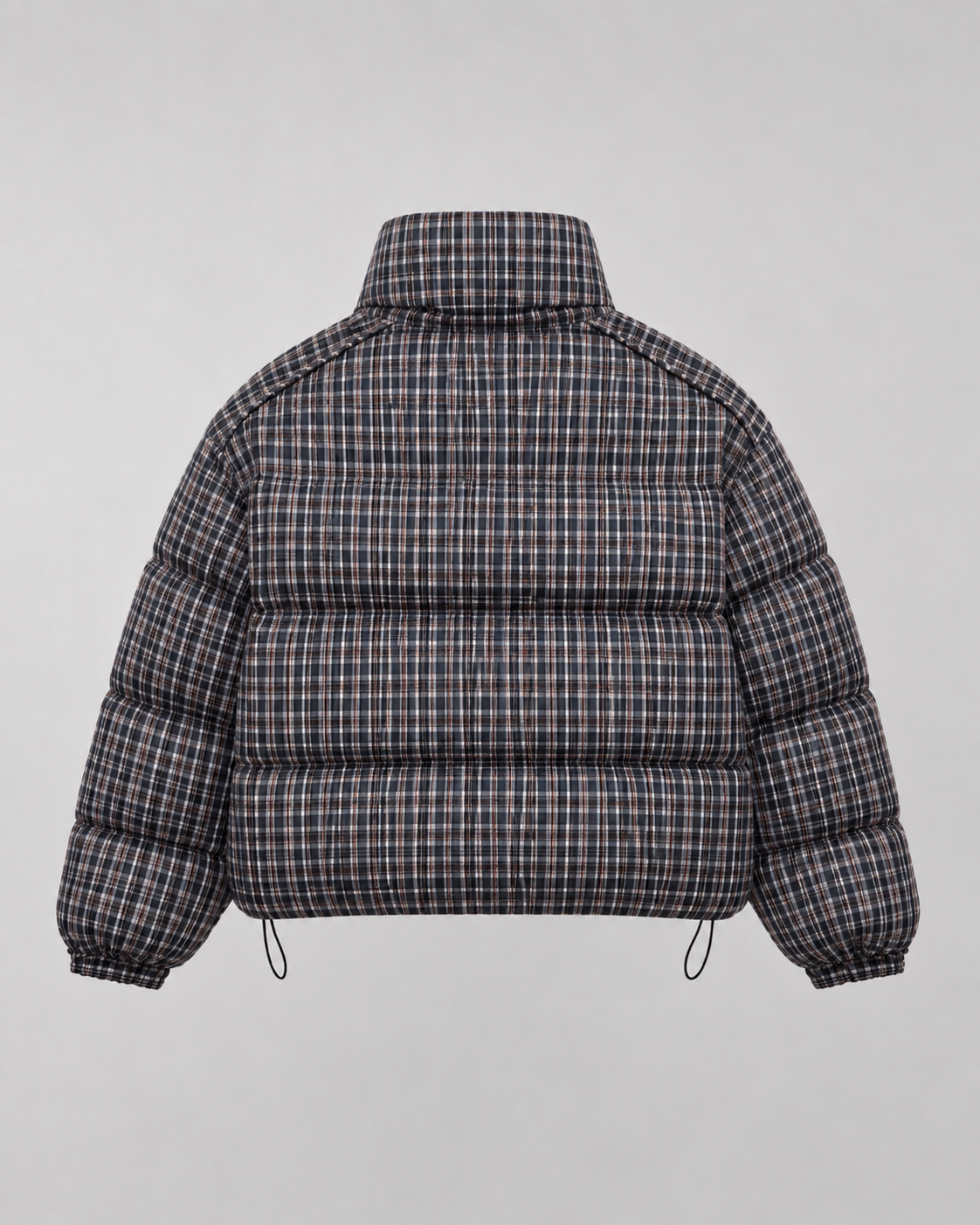 Women's Checked Puffer Coat Funnel Neck Padded Winter