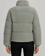 Women's Corduroy Puffer Jacket with Funnel Neck