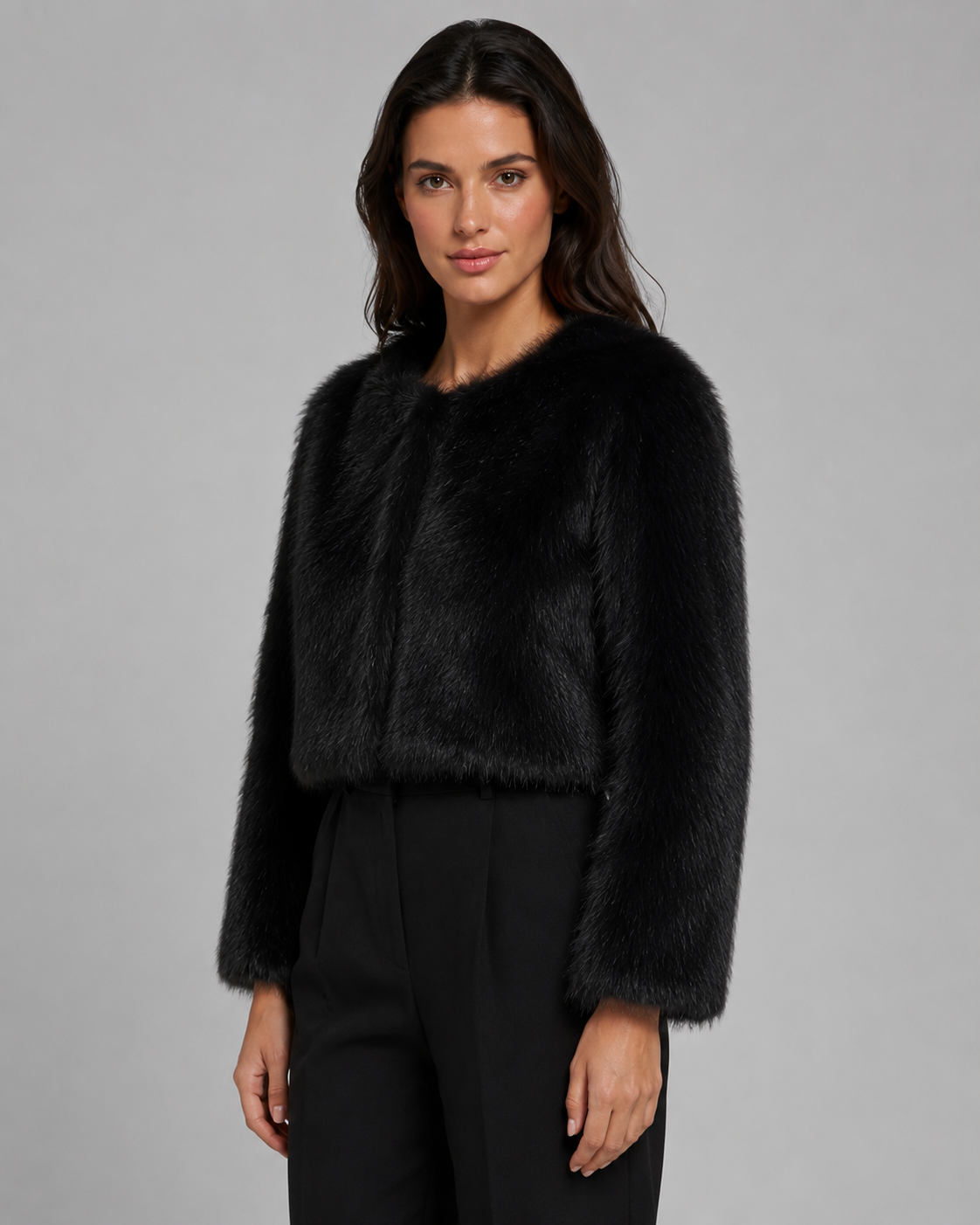 Women's Cropped Faux Fur Jacket