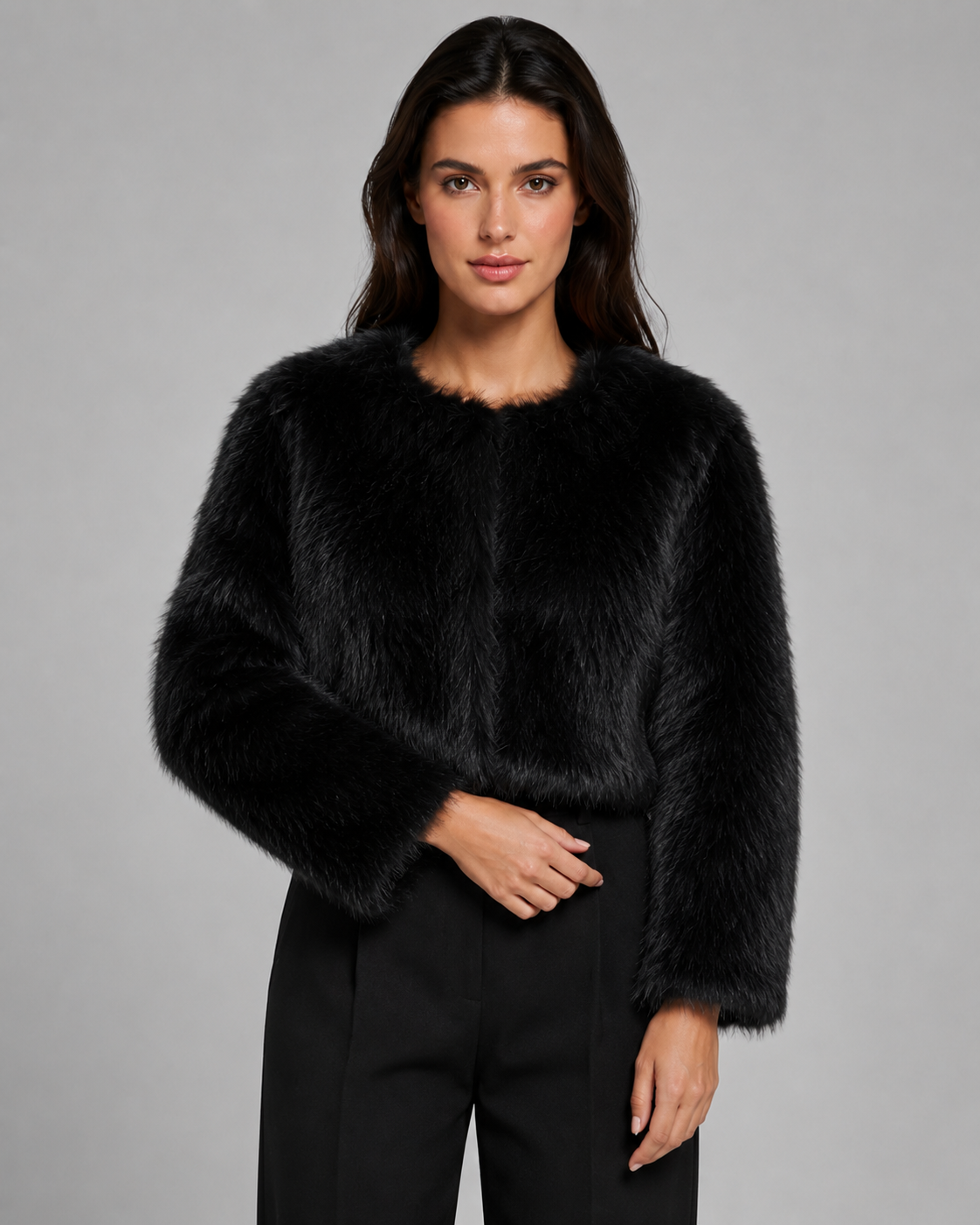 Women's Cropped Faux Fur Jacket