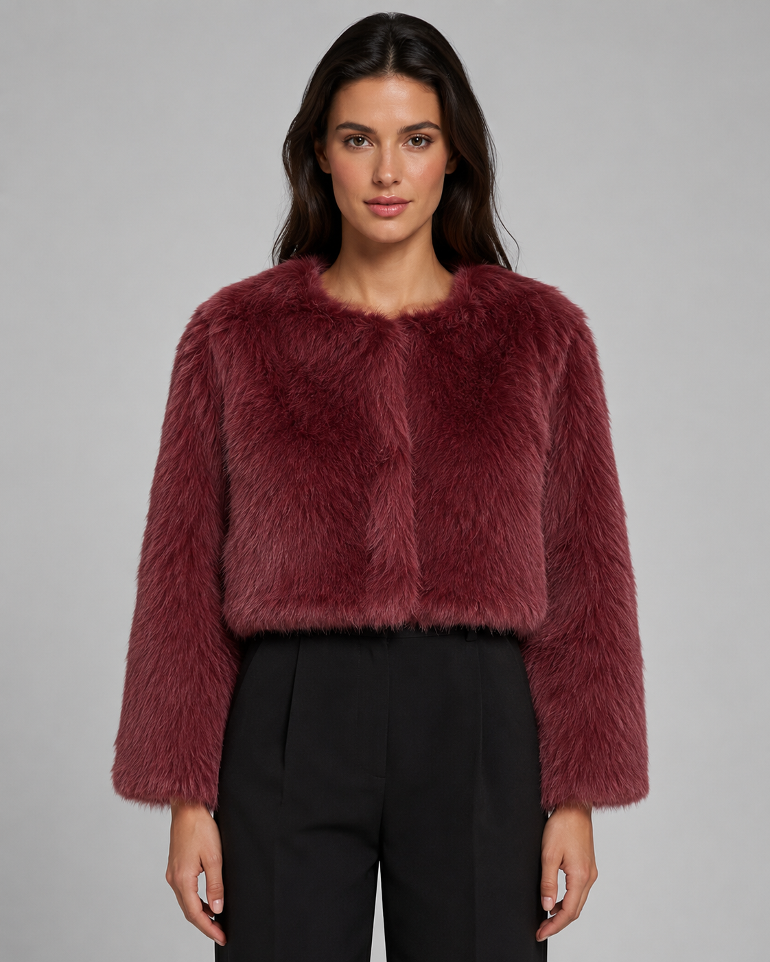 Women's Cropped Faux Fur Jacket