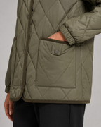 Women's Diamond Quilted Jacket with Corduroy Collar