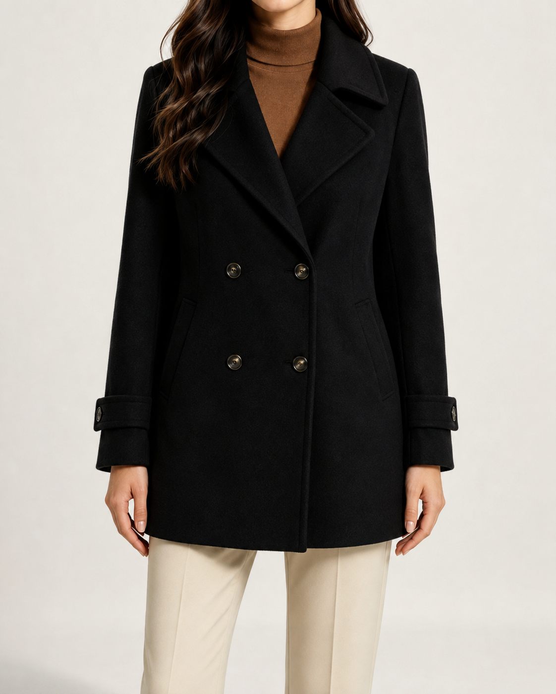 Women's Double-Breasted Short Tailored Winter Coat