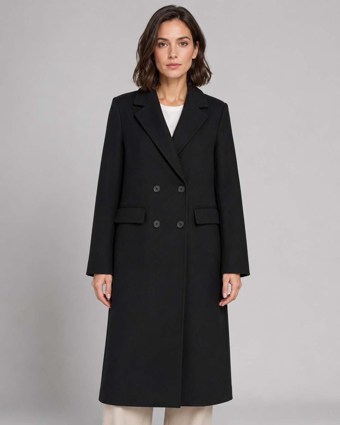Women's Double-Breasted Tailored Long Winter Coat