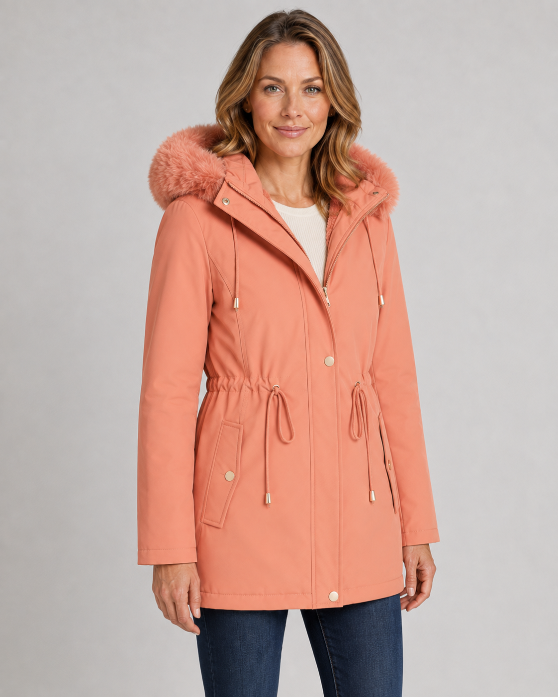 Women's Fleece-Lined Faux-Fur Hooded Parka