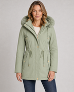 Women's Fleece-Lined Faux-Fur Hooded Parka