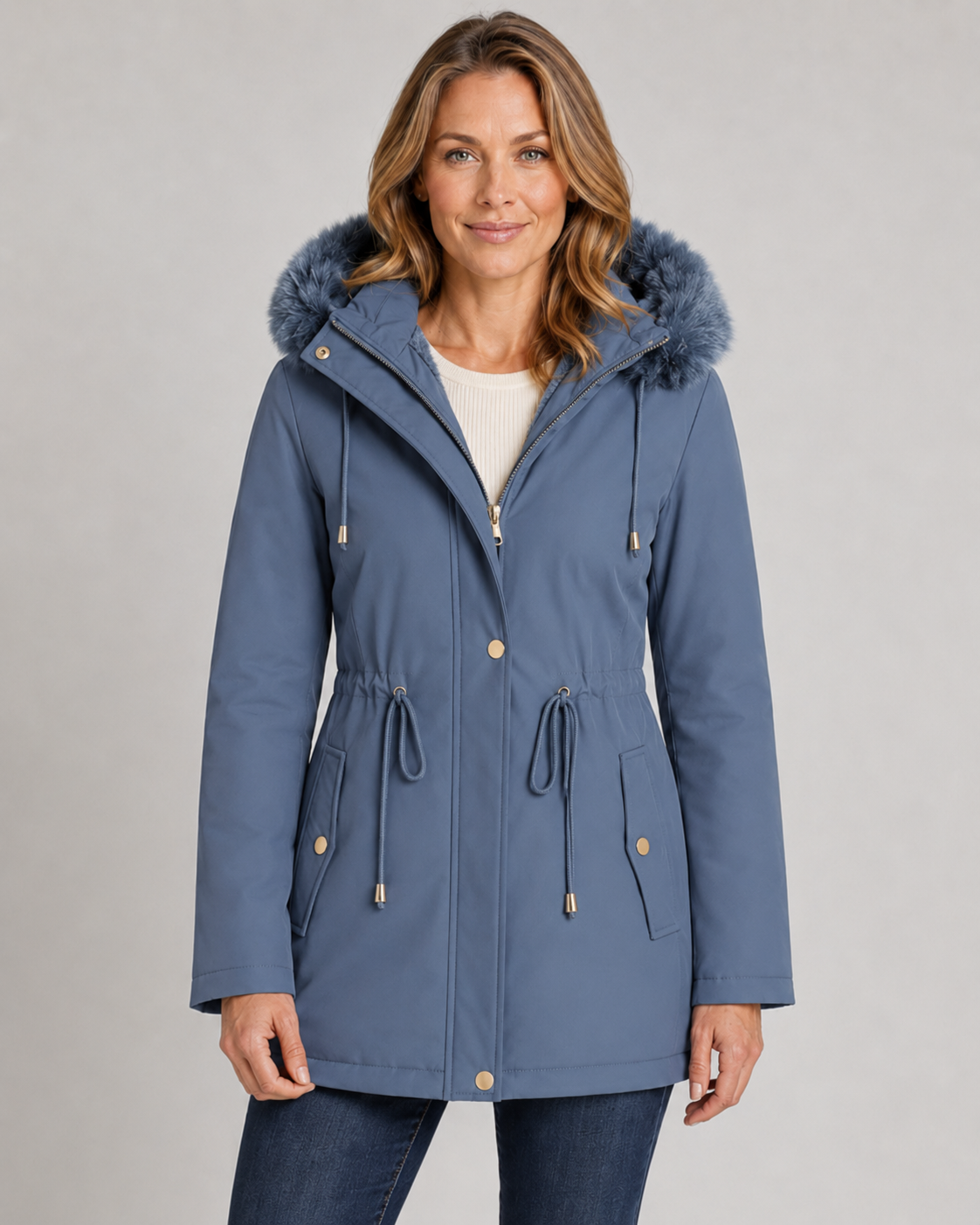 Women's Fleece-Lined Faux-Fur Hooded Parka
