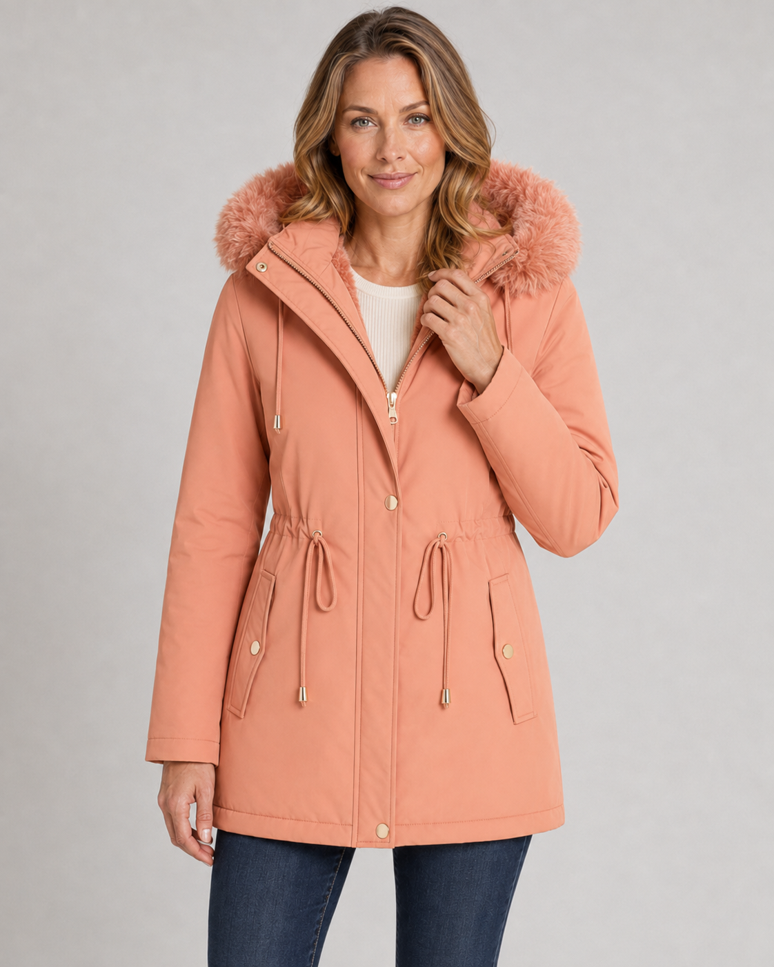 Women's Fleece-Lined Faux-Fur Hooded Parka