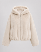 Women's Hooded Faux Fur Jacket with Zip Front
