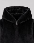 Women's Hooded Faux Fur Jacket with Zip Front