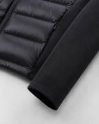 Women's Hooded Hybrid Puffer Jacket Padded Jersey Sleeve