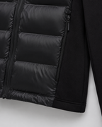 Women's Hooded Hybrid Puffer Jacket Padded Jersey Sleeve