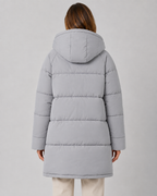 Women's Hooded Longline Padded Puffer Coat Mid-Length