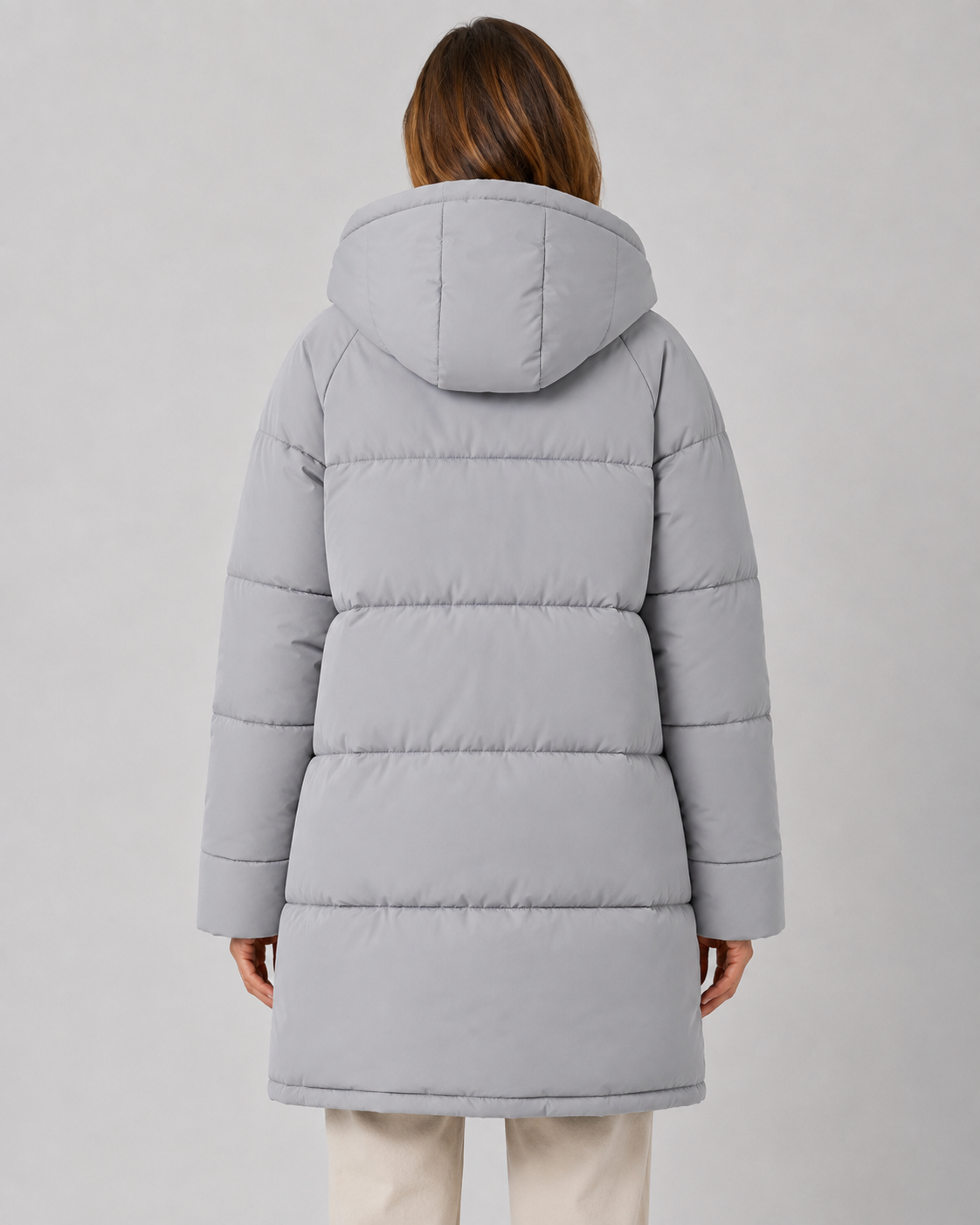 Women's Hooded Longline Padded Puffer Coat Mid-Length