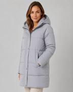 Women's Hooded Longline Padded Puffer Coat Mid-Length