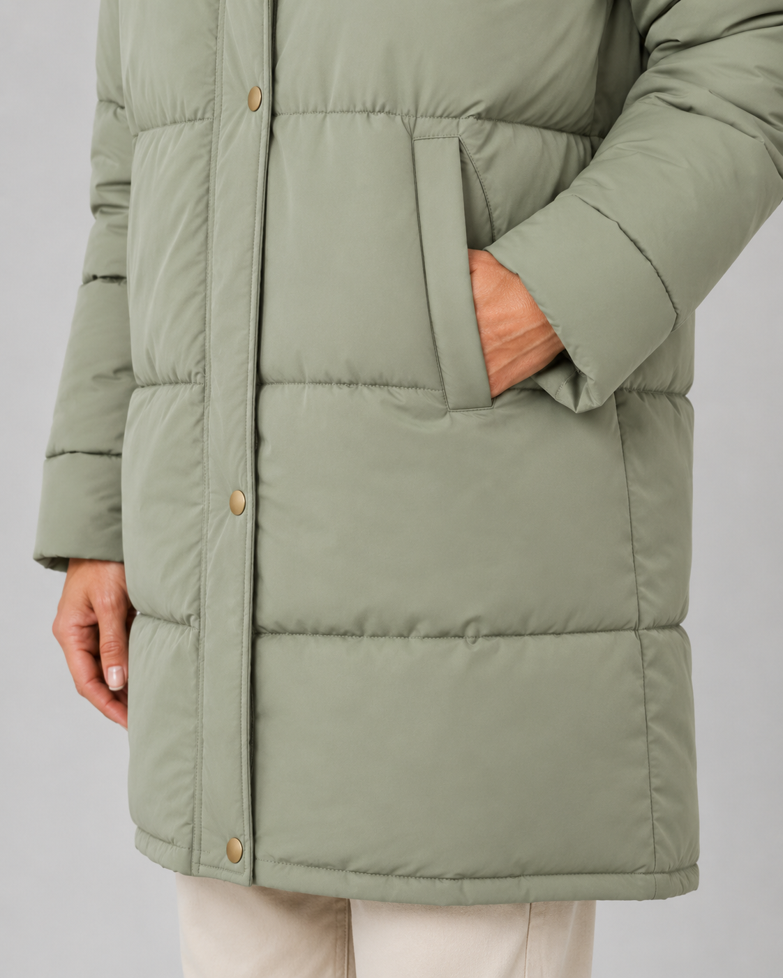 Women's Hooded Longline Padded Puffer Coat Mid-Length