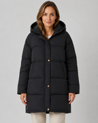 Women's Hooded Longline Padded Puffer Coat Mid-Length