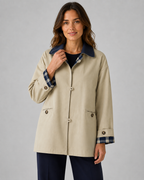 Women's Barn Jacket – Contrast Collar Plaid Lining Relaxed Fit